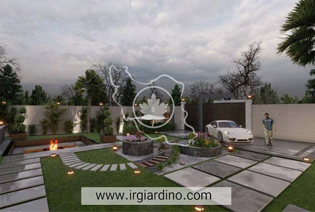 نمونه طراحی فضای سبز با باغ ایرانی